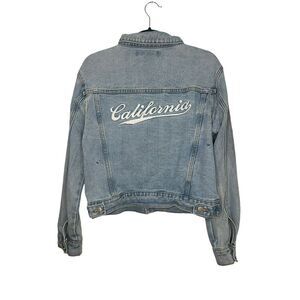 Forever 21 California Embroidered Light Blue Denim Jacket - Women